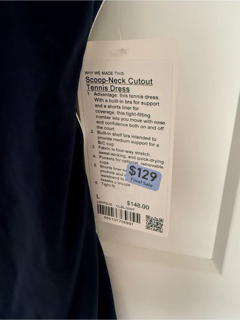 Lululemon Scoop Neck Cutout Tennis Dress NWT - Picture 7 of 7